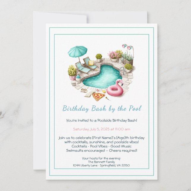 Invitation à une fête d'anniversaire au bord de la (Devant)
