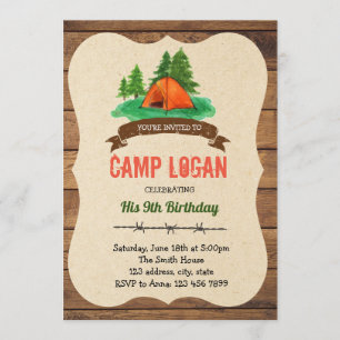 Invitation à une fête d'anniversaire au camp