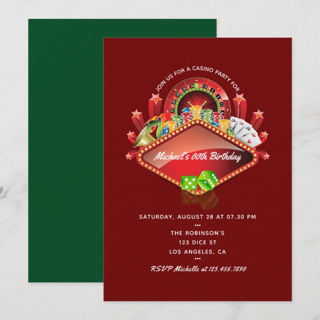 Invitation à une fête d'anniversaire au casino (Devant / Derrière)