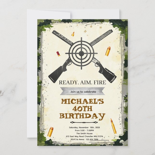Invitation à une fête d'anniversaire au champ de t (Devant)