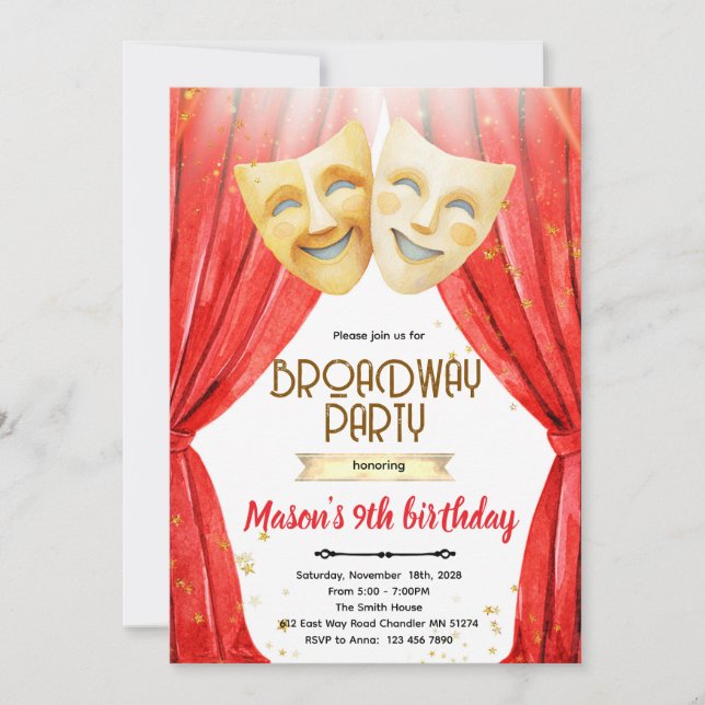 Invitation à une fête d'anniversaire au cinéma thé (Devant)