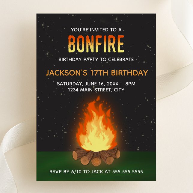 Invitation à une fête d'anniversaire autour d'un f (Bonfire Party Invitation | Birthday, Retirement, Summer Party)