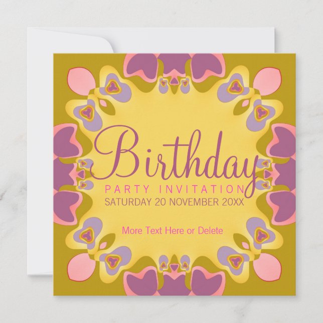 Invitation à une fête d'anniversaire aux doux past (Devant)