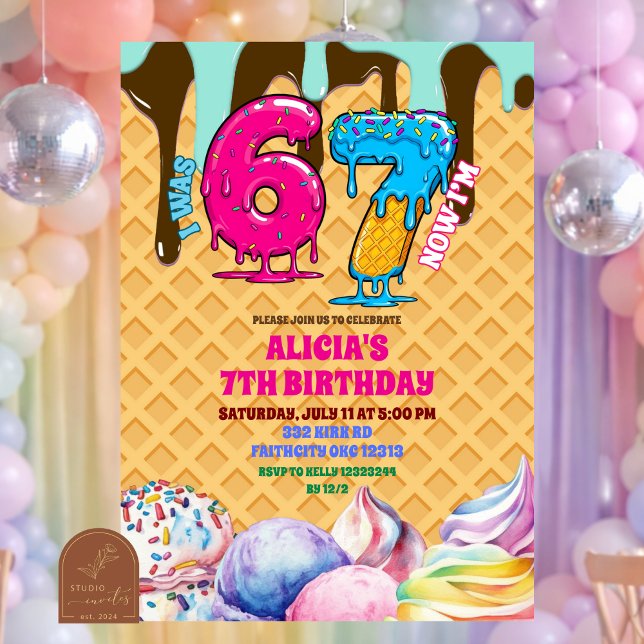 Invitation à une fête d'anniversaire avec 67 glace (Créateur téléchargé)
