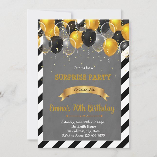 Invitation à une fête d'anniversaire avec des ball (Devant)