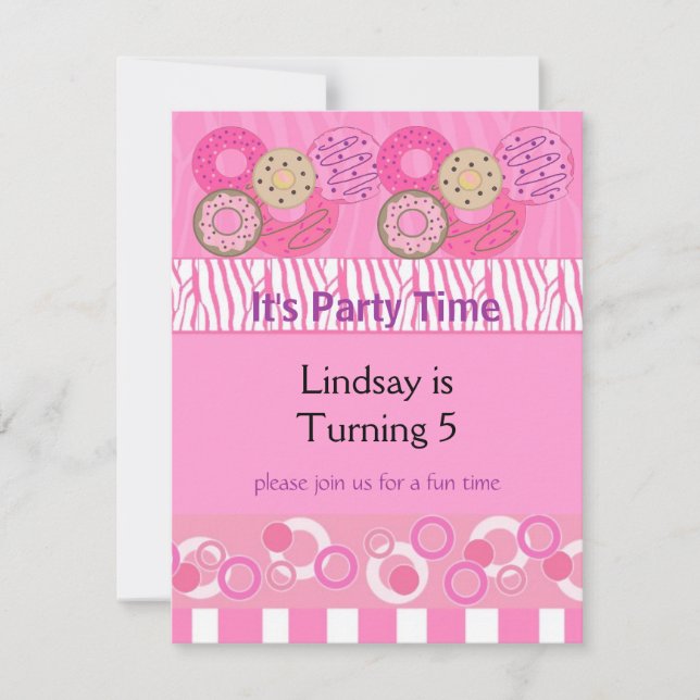 Invitation à une fête d'anniversaire avec donut ro (Devant)