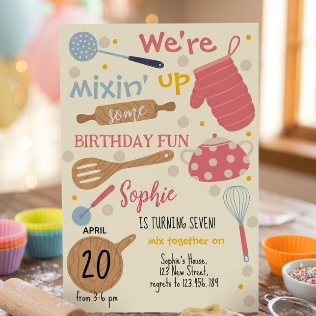 Invitation à une fête d'anniversaire avec gâteaux (Créateur téléchargé)