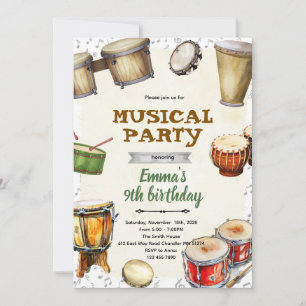 Invitation à une fête d'anniversaire avec percussi