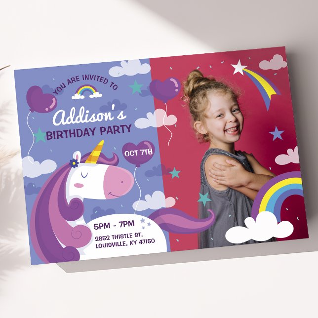 Invitation à une fête d'anniversaire avec photo de (Créateur téléchargé)
