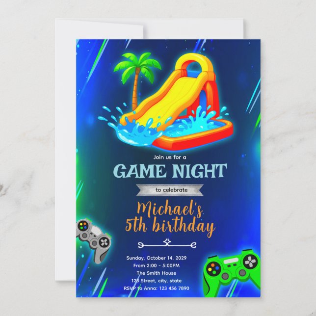 Invitation à une fête d'anniversaire avec toboggan (Devant)