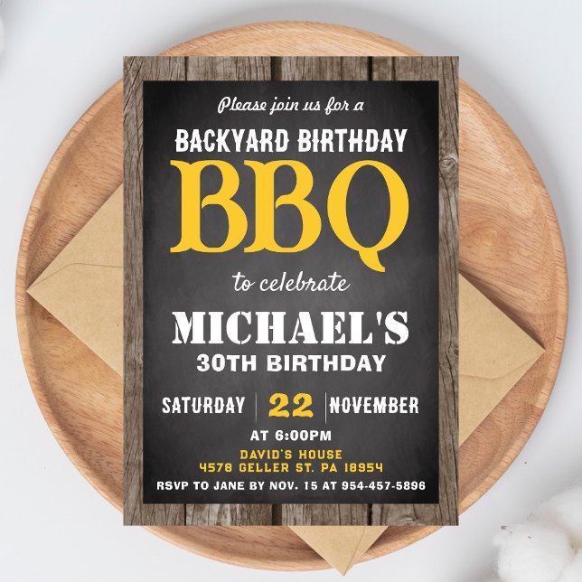 Invitation à une fête d'anniversaire BBQ dans la c (Créateur téléchargé)