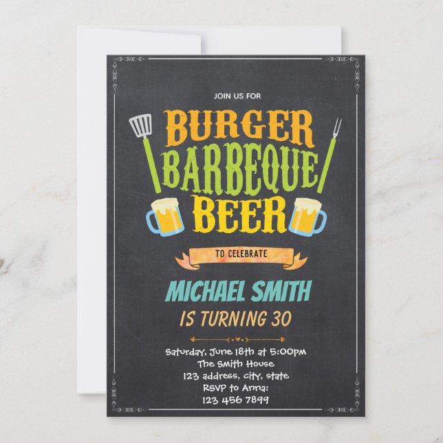 Invitation à une fête d'anniversaire bière et barb (Devant)