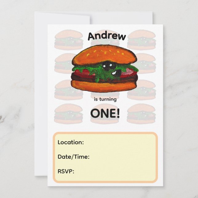 Invitation à une fête d'anniversaire Burger (Devant)
