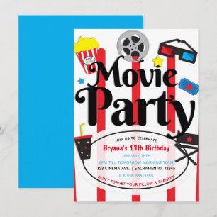 Invitation à une fête d'anniversaire cinéma