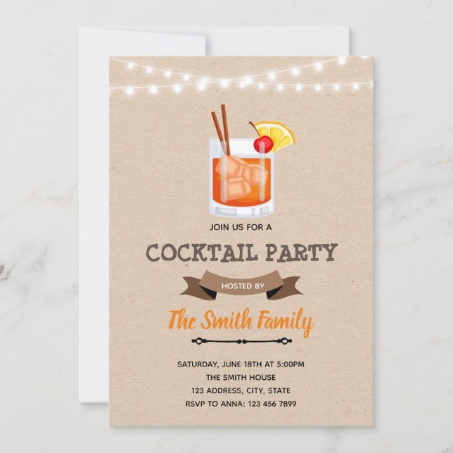 Invitation à une fête d'anniversaire cocktail (Devant)