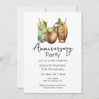 Invitation à une fête d'anniversaire cocktails déc
