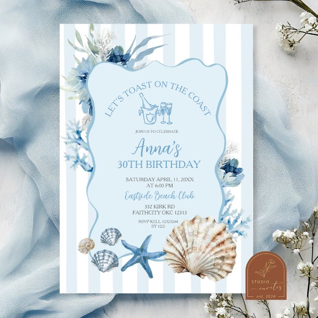 Invitation à une fête d'anniversaire côtière d'été (Créateur téléchargé)