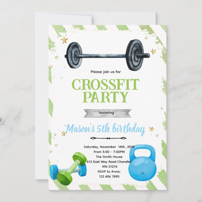 Invitation à une fête d'anniversaire CrossFit (Devant)
