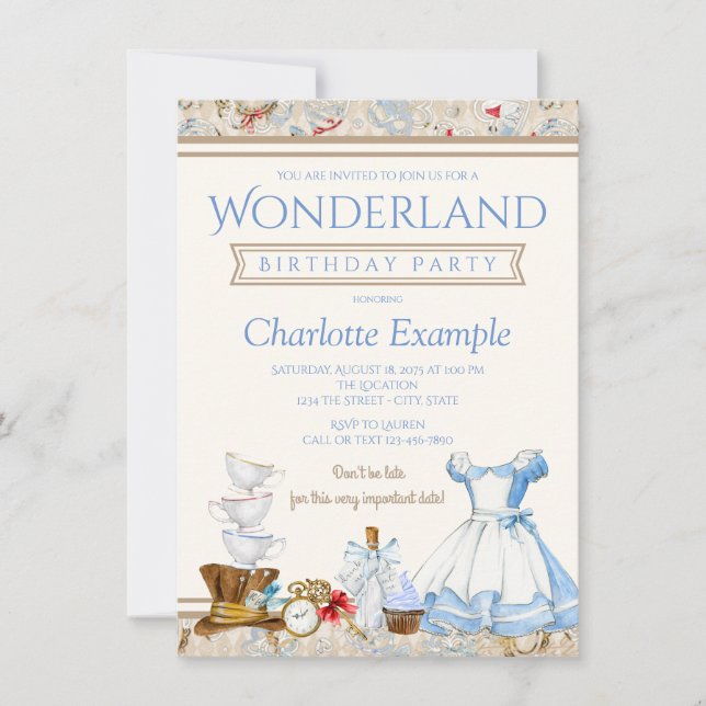 Invitation à une fête d'anniversaire d'Alice au pa (Devant)