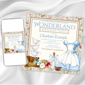 Invitation à une fête d'anniversaire d'Alice au pa