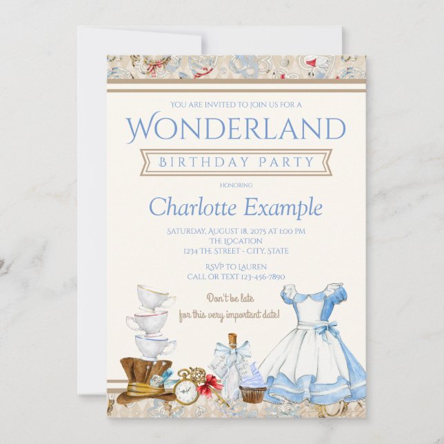 Invitation à une fête d'anniversaire d'Alice au pa (Devant)