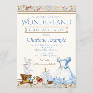 Invitation à une fête d'anniversaire d'Alice au pa