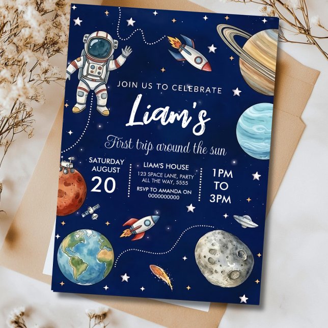 Invitation à une fête d'anniversaire dans l'espace (Créateur téléchargé)