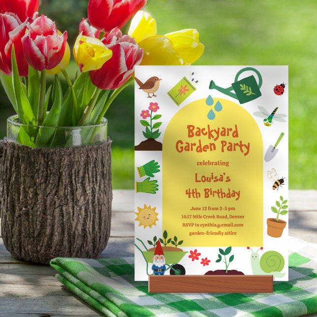 Invitation à une fête d'anniversaire dans un jardi (Créateur téléchargé)
