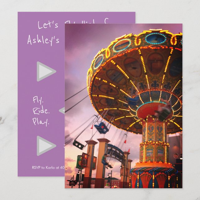 Invitation à une fête d'anniversaire dans un parc  (Devant / Derrière)