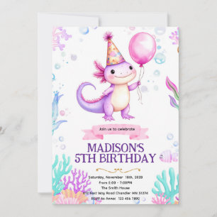 Invitation à une fête d'anniversaire d'Axolotl