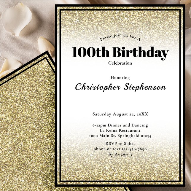 Invitation à une fête d'anniversaire de 100 ans en (Créateur téléchargé)