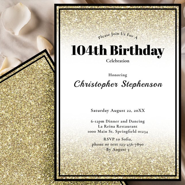 Invitation à une fête d'anniversaire de 104 ans en (Créateur téléchargé)