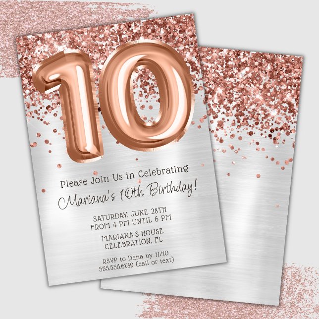 Invitation à une fête d'anniversaire de 10 ans Ros (Créateur téléchargé)