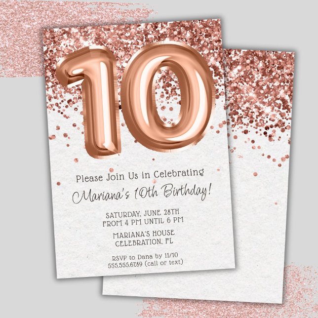 Invitation à une fête d'anniversaire de 10 ans Ros (Créateur téléchargé)