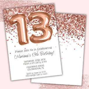 Invitation à une fête d'anniversaire de 13 ans Ros