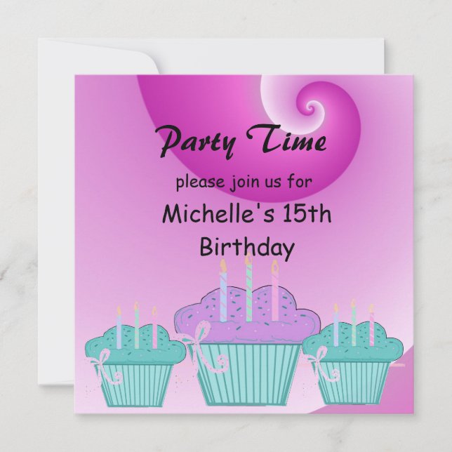 Invitation à une fête d'anniversaire de 15 ans (Devant)