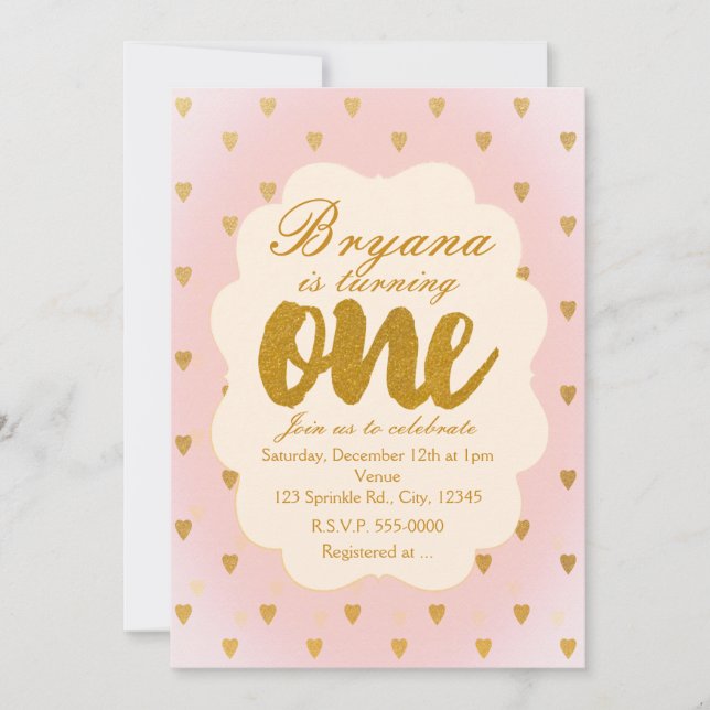 Invitation à une fête d'anniversaire de 1 an avec  (Devant)
