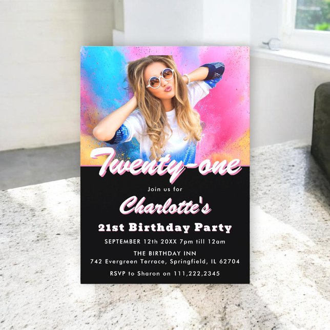Invitation à une fête d'anniversaire de 21 ans ave (Créateur téléchargé)