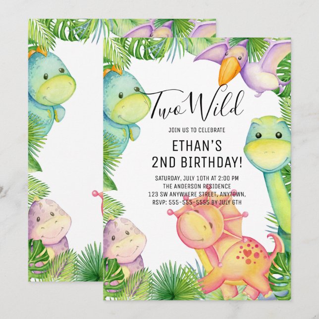 Invitation à une fête d'anniversaire de 2 ans de d (Devant / Derrière)