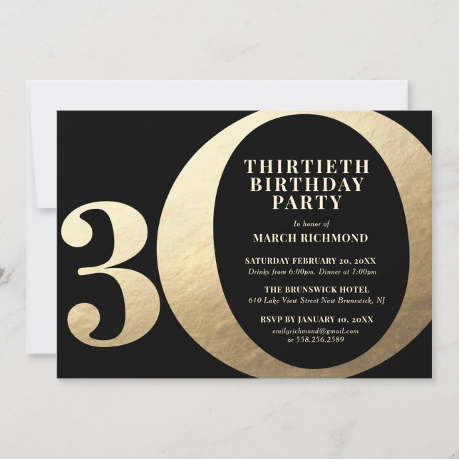 Invitation à une fête d'anniversaire de 30 ans (Devant)