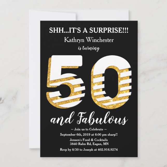 Invitation à une fête d'anniversaire de 50 ans (Devant)
