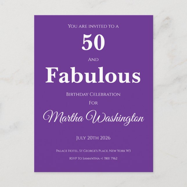 Invitation à une fête d'anniversaire de 50 ans (Devant)