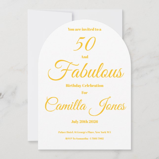 Invitation à une fête d'anniversaire de 50 ans (Devant)