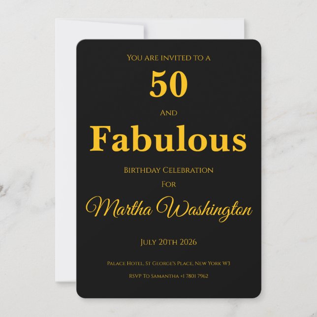 Invitation à une fête d'anniversaire de 50 ans (Devant)