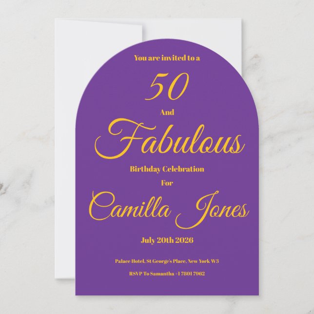 Invitation à une fête d'anniversaire de 50 ans (Devant)