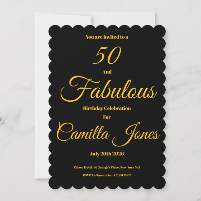 Invitation à une fête d'anniversaire de 50 ans (Devant)