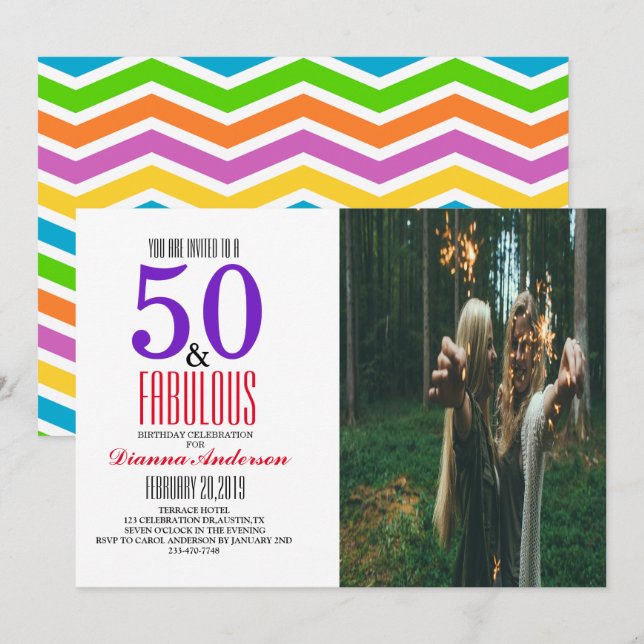 Invitation à une fête d'anniversaire de 50 ans (Devant / Derrière)