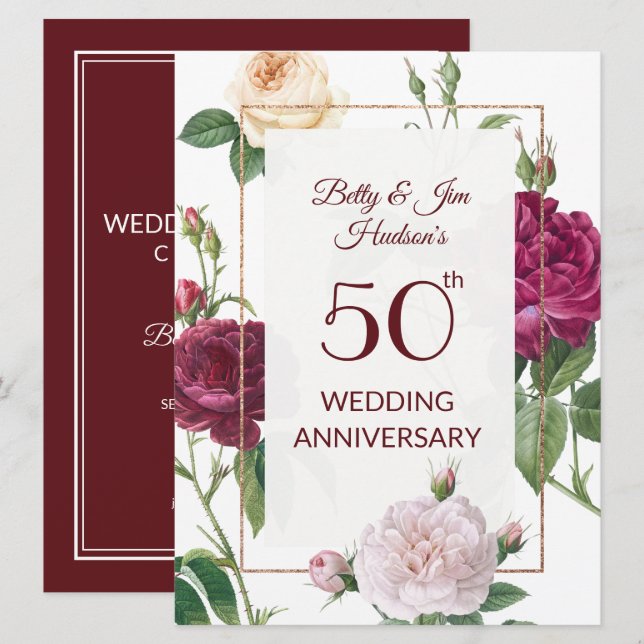 Invitation à une fête d'anniversaire de 50 ans (Devant / Derrière)