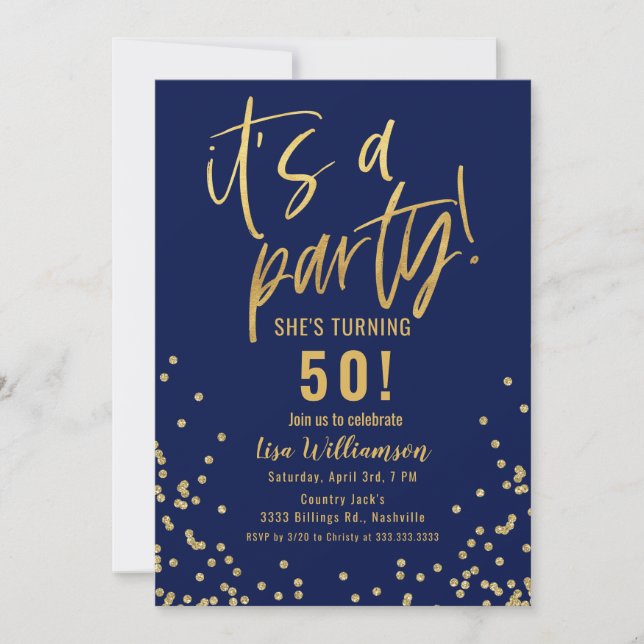 Invitation à une fête d'anniversaire de 50 ans en  (Devant)