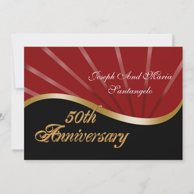 Invitation à une fête d'anniversaire de 50 ans or  (Devant)